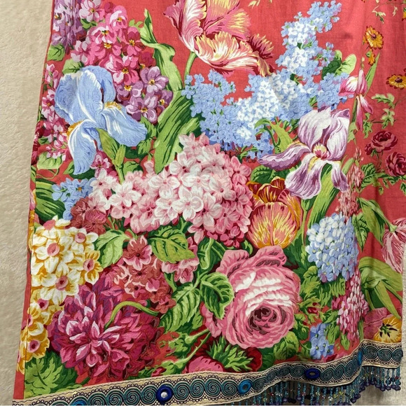 Mica floral tapestry midi skirt beaded mirrored trim women’s size 10 coquette - Picture 5 of 8